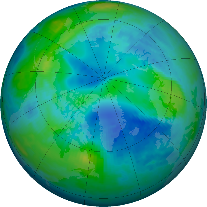 Arctic ozone map for 25 October 1997